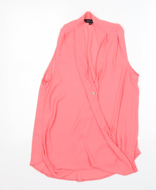 New Look Womens Pink   Basic Blouse Size 12 V-Neck