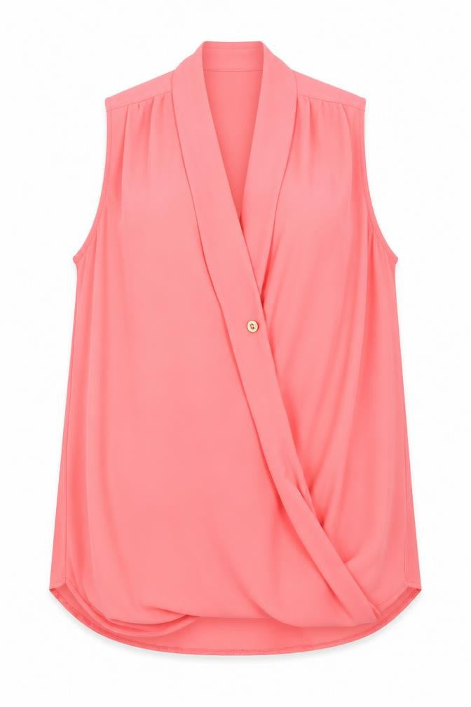 New Look Womens Pink   Basic Blouse Size 12 V-Neck