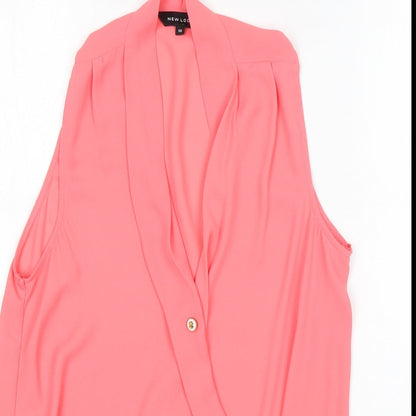 New Look Womens Pink   Basic Blouse Size 12 V-Neck