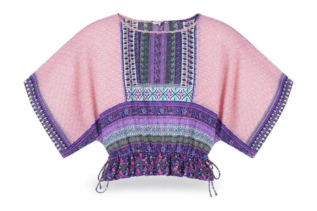 New Look Womens Multicoloured Geometric Polyester Basic Blouse Size 10 Round Neck