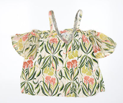 Next Womens Multicoloured Floral Polyester Basic Blouse Size 12 V-Neck
