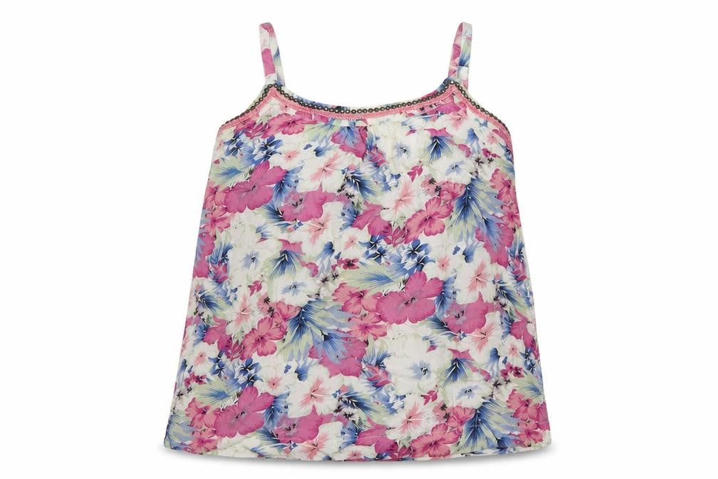 M&Co Womens Multicoloured Floral Viscose Basic Tank Size 12 Round Neck