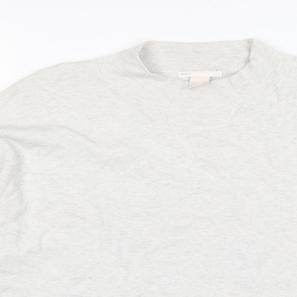 H&M Womens Grey Mock Neck  Cotton Pullover Jumper Size L