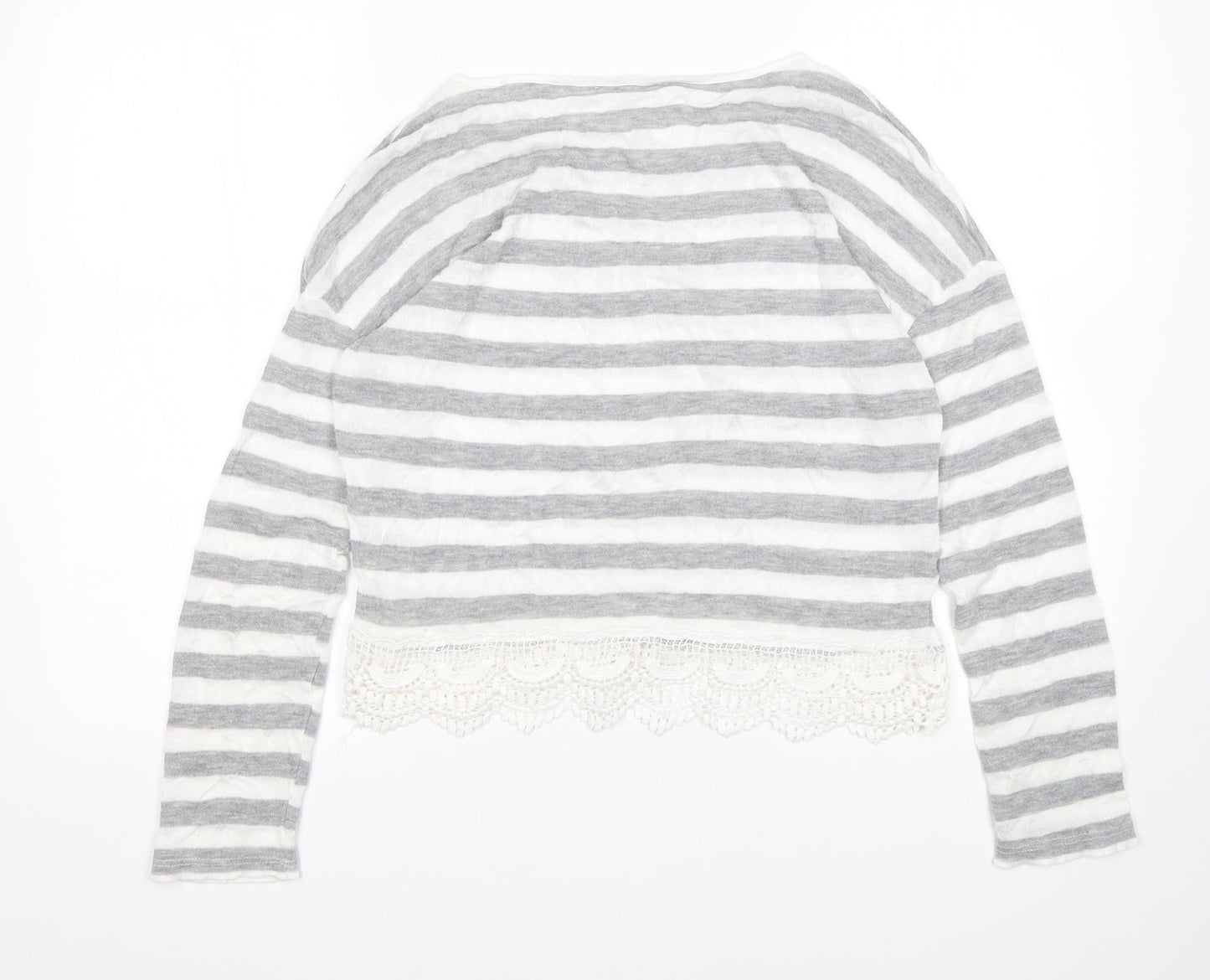Preworn Womens Multicoloured Round Neck Striped Viscose Pullover Jumper Size 8