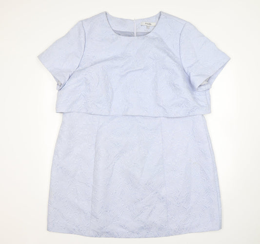 Simply Be  Womens Blue Floral Polyester A-Line  Size 16  Round Neck