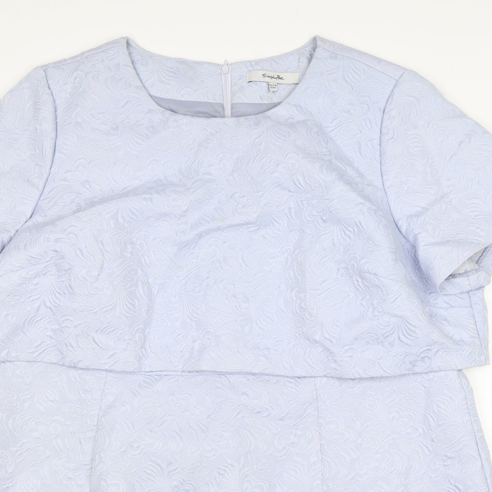 Simply Be  Womens Blue Floral Polyester A-Line  Size 16  Round Neck