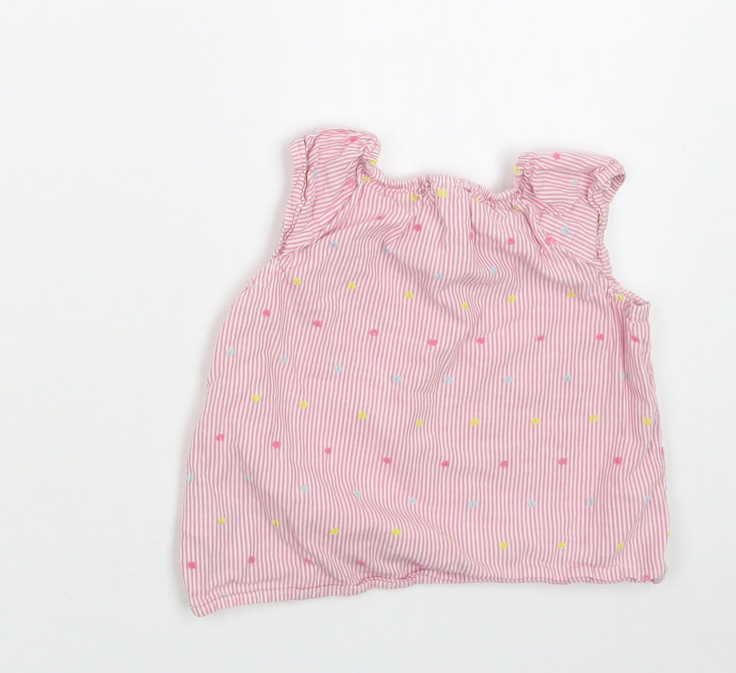 H&M Baby Pink Striped Cotton Basic Blouse Size 12 Months Round Neck