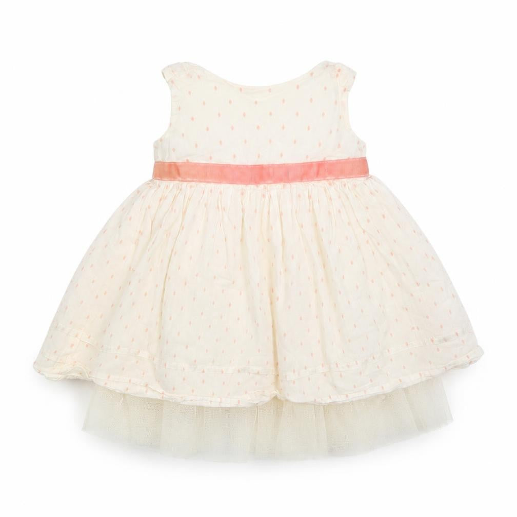 Marks & Spencer Baby Ivory Polka Dot Cotton A-Line  Size 3-6 Months  Round Neck Button