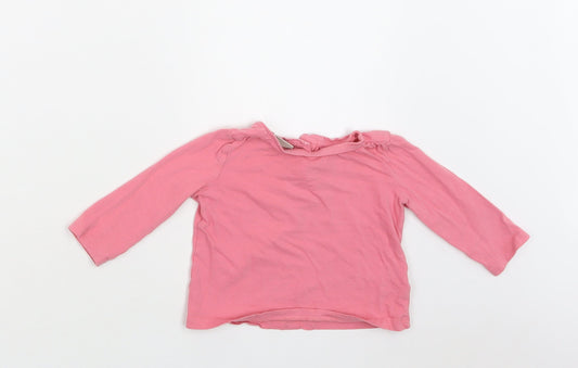 NEXT Baby Pink  Cotton Basic Blouse Size 9-12 Months Crew Neck Button