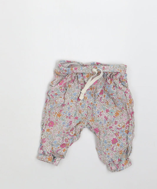 NEXT Baby Multicoloured Floral Viscose Jogger Trousers Size 3-6 Months  Drawstring