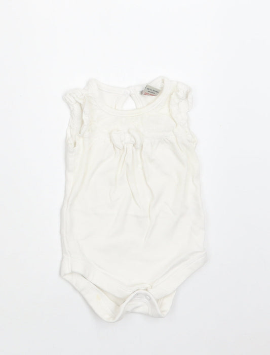 TU Baby White  Cotton Romper One-Piece Size 0-3 Months  Snap