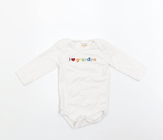 Gymboree Baby White  Cotton Romper One-Piece Size 6-9 Months  Snap - I Love Grandpa