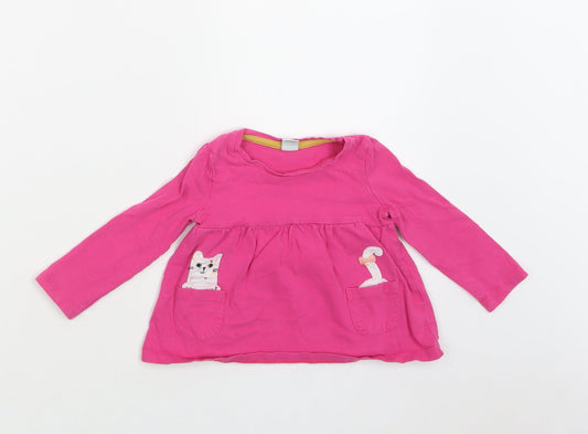 TU Baby Pink  Cotton Basic Blouse Size 9-12 Months Crew Neck  - Cat