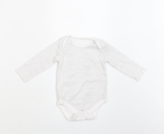 TU Baby White Striped Cotton Romper One-Piece Size 9-12 Months  Snap