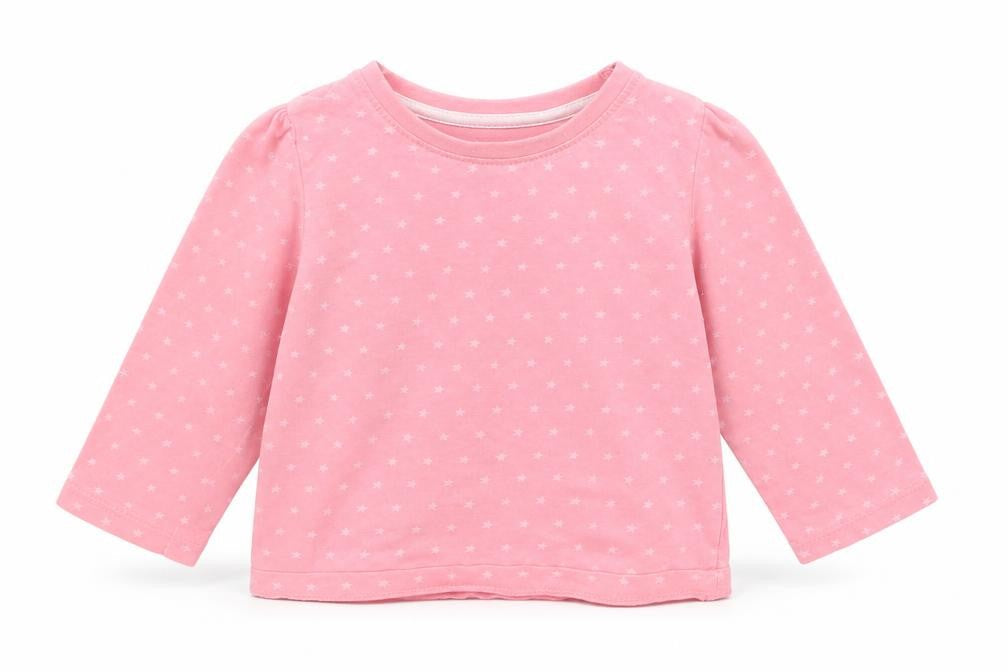 Primark Baby Pink Geometric Cotton Basic T-Shirt Size 9-12 Months Crew Neck  - Star Print