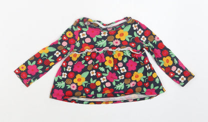 Tu Baby Multicoloured Floral Cotton Basic Blouse Size 9-12 Months Crew Neck