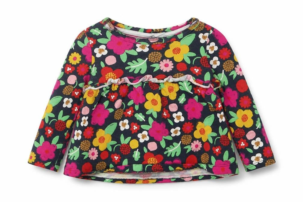 TU Baby Multicoloured Floral Cotton Basic Blouse Size 9-12 Months Crew Neck