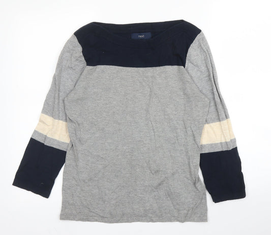 NEXT Womens Grey Round Neck  Cotton Pullover Jumper Size 10