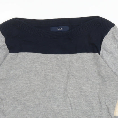 Next Womens Grey Round Neck  Cotton Pullover Jumper Size 10