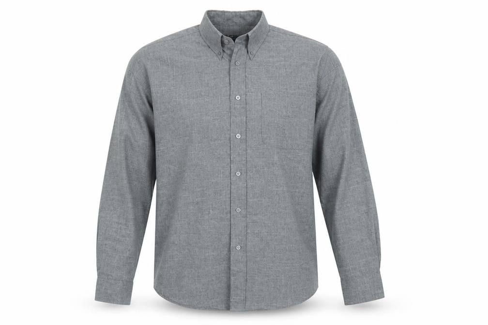 Matinee Mens Grey  Polyester  Button-Up Size L Collared Button