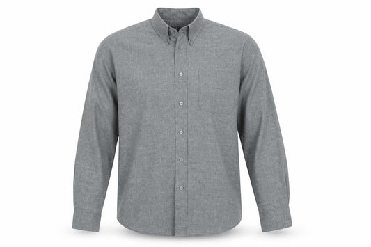 Matinee Mens Grey  Polyester  Button-Up Size L Collared Button