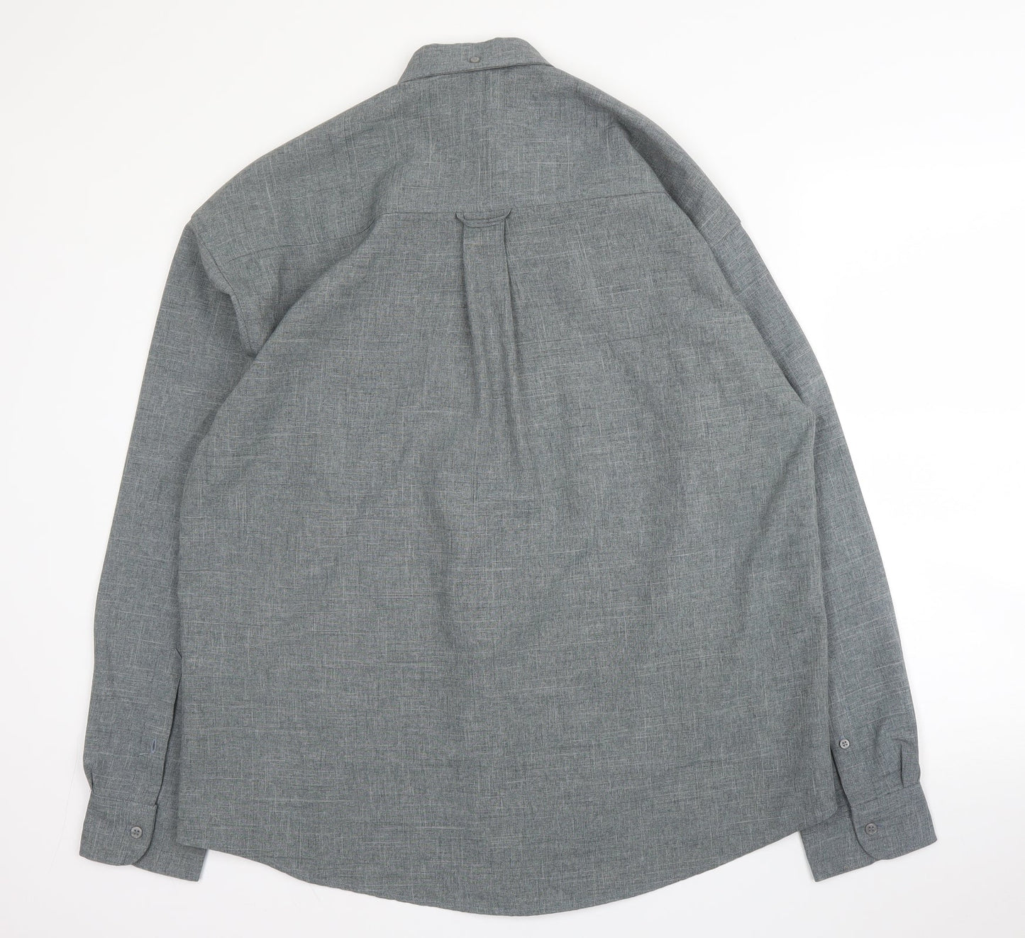 Matinee Mens Grey  Polyester  Button-Up Size L Collared Button