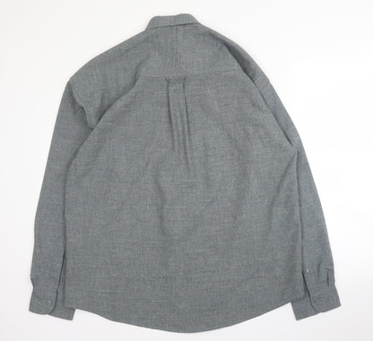 Matinee Mens Grey  Polyester  Button-Up Size L Collared Button