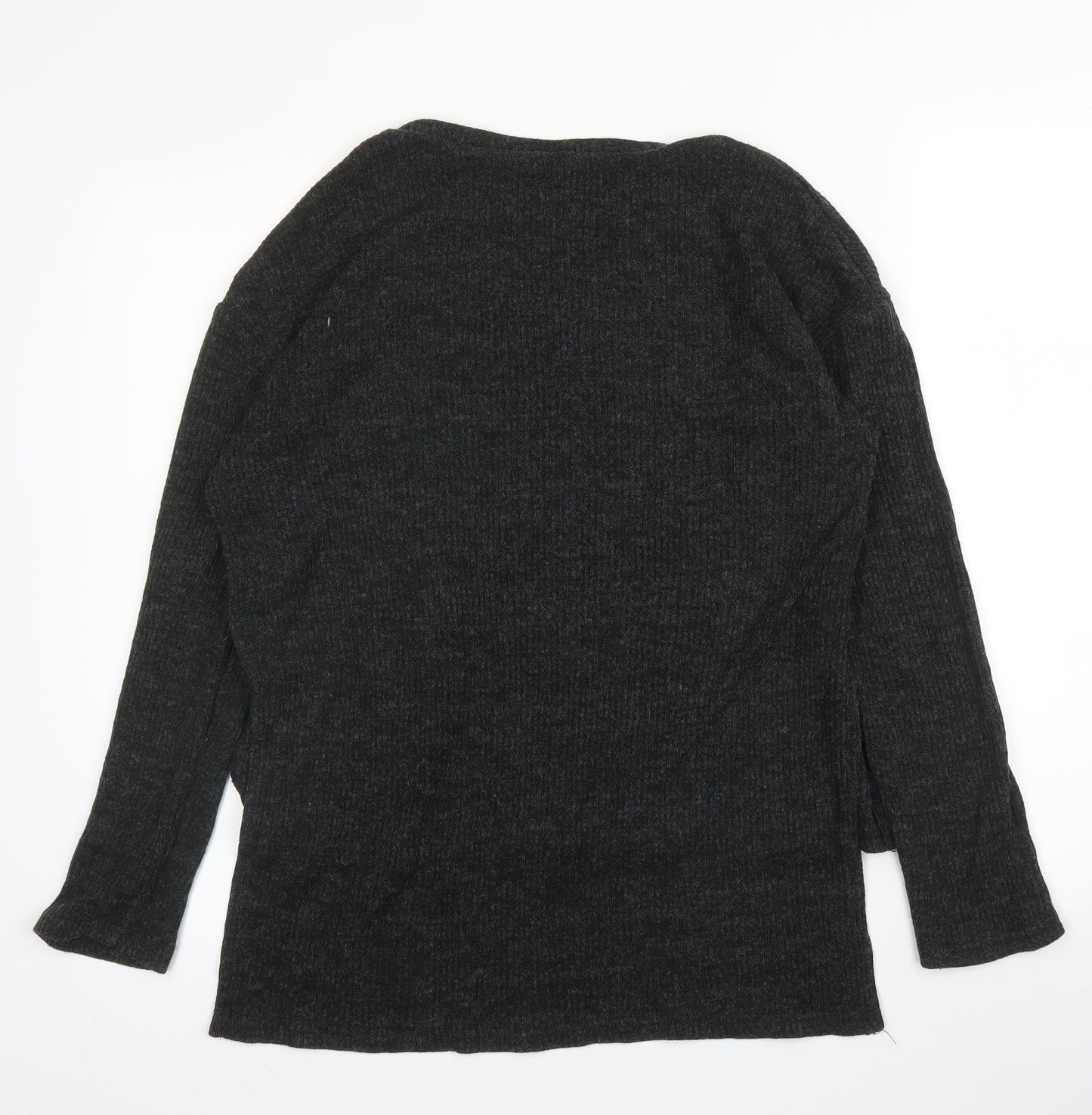Select Womens Grey  Acrylic Basic Blouse Size 8 Round Neck