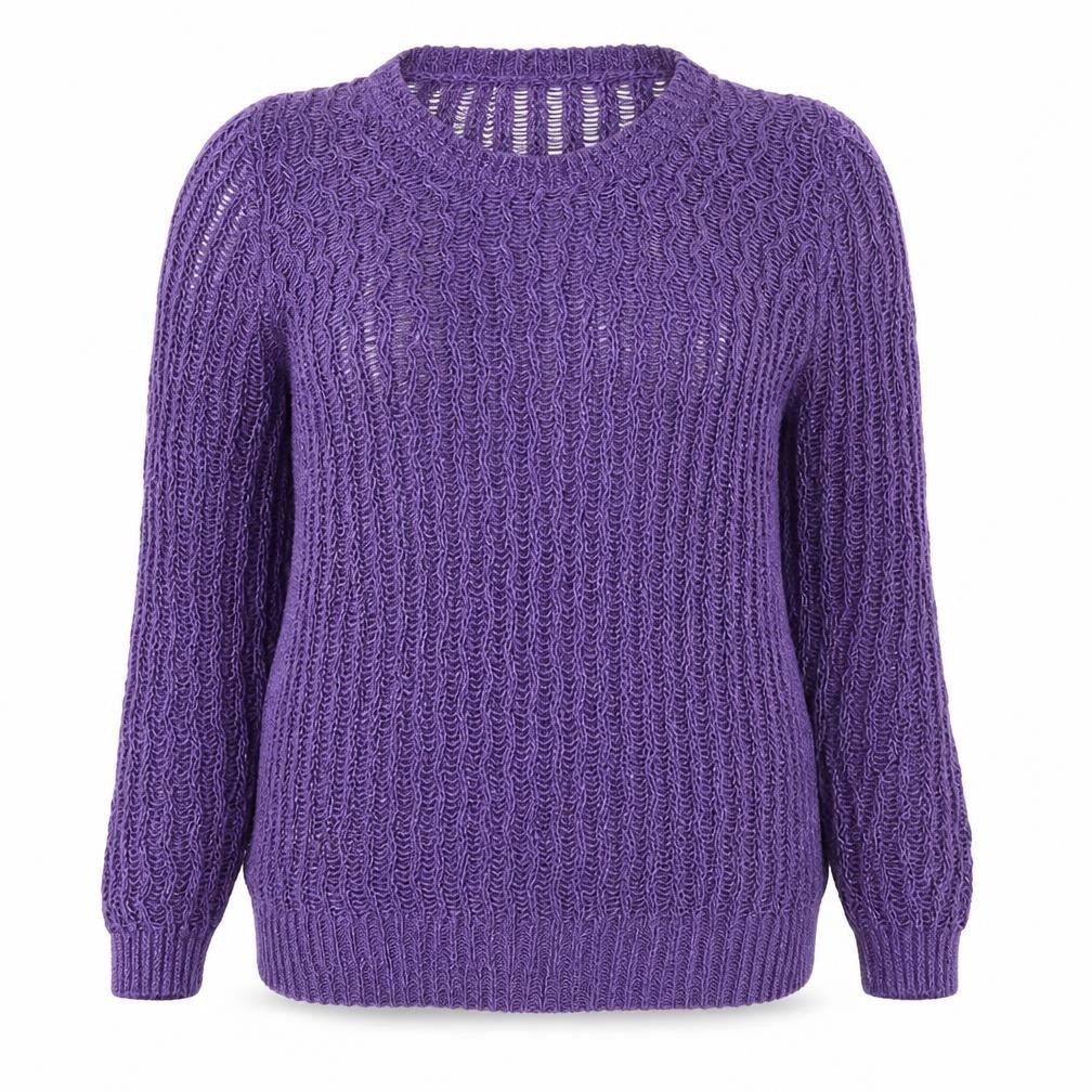 Marks & Spencer Womens Purple Round Neck Geometric Acrylic Pullover Jumper Size M