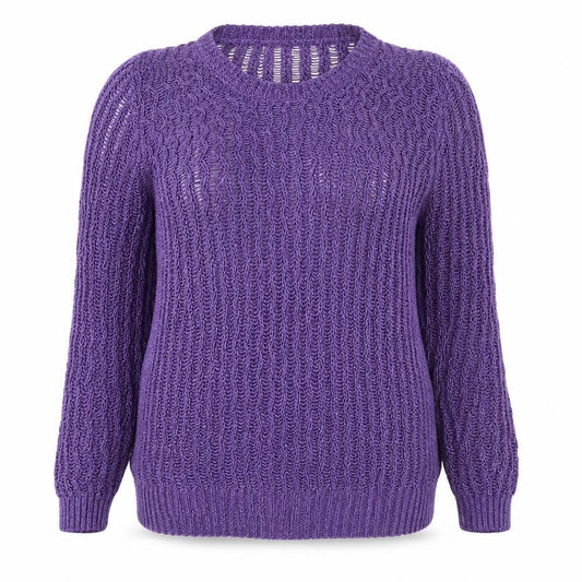 Marks & Spencer Womens Purple Round Neck Geometric Acrylic Pullover Jumper Size M