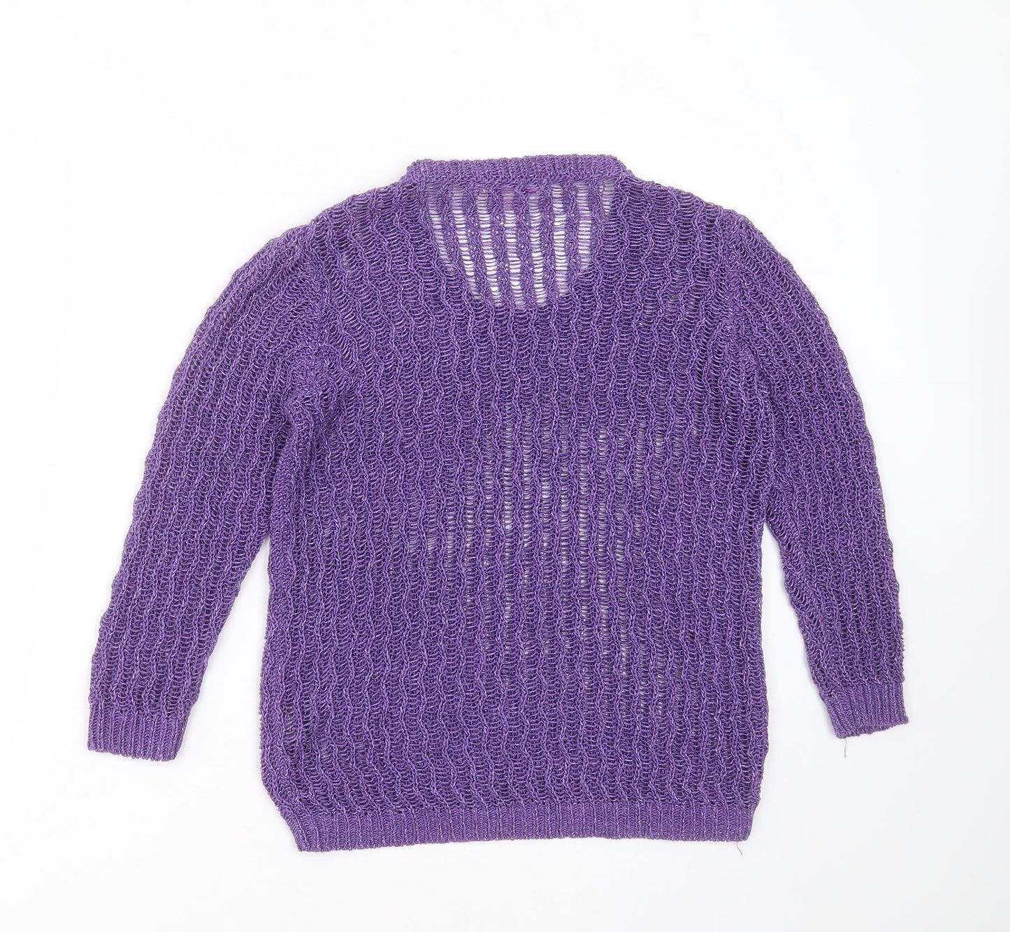 Marks and Spencer Womens Purple Round Neck Geometric Acrylic Pullover Jumper Size M