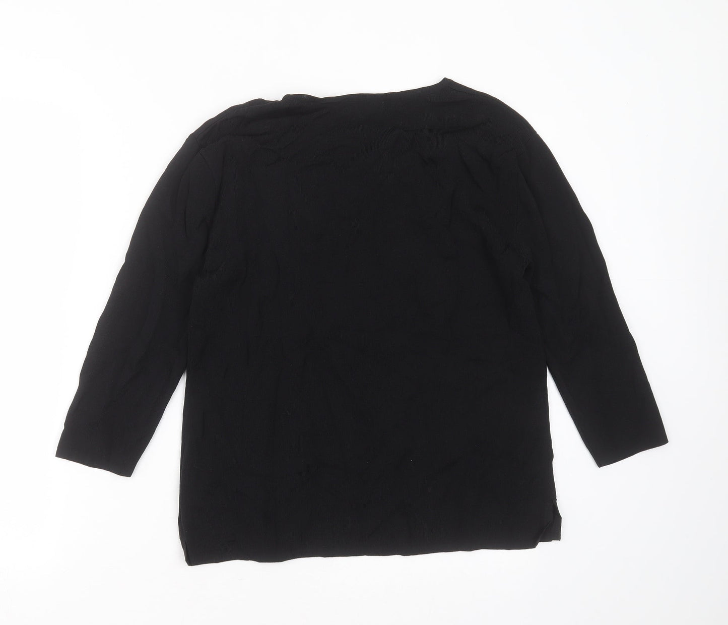 Angelina Womens Black Round Neck Floral Viscose Pullover Jumper Size S   - floral detail