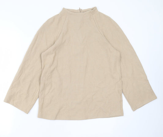 Marks and Spencer Womens Beige Round Neck  Polyester Pullover Jumper Size 12