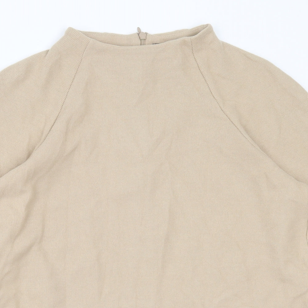 Marks and Spencer Womens Beige Round Neck  Polyester Pullover Jumper Size 12