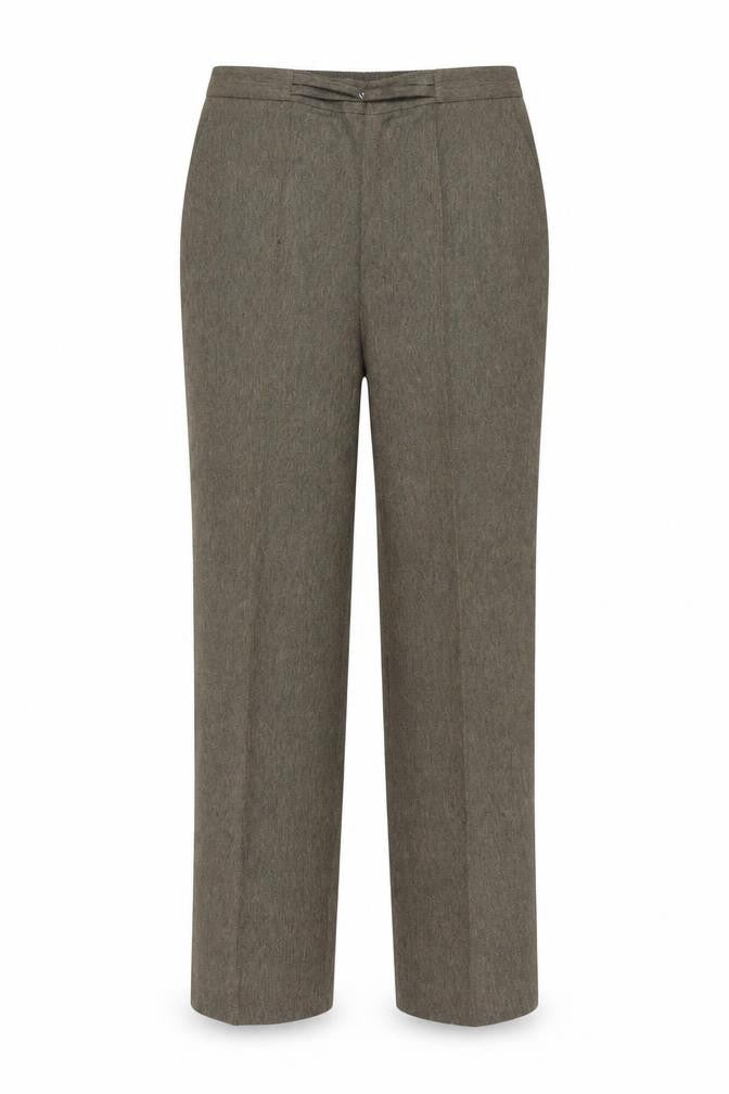 Bonmarché Womens Green Herringbone Polyester Trousers Size 12 L25 in Regular