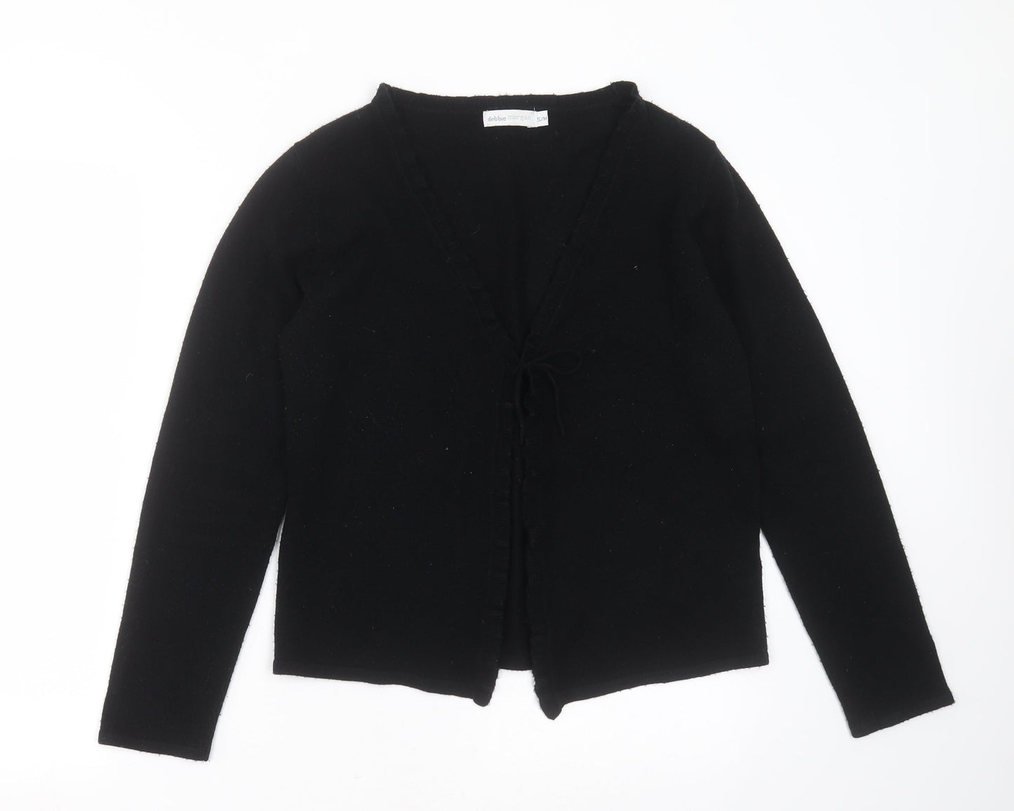 Debbie Morgan Womens Black V-Neck  Acrylic Cardigan Jumper Size S