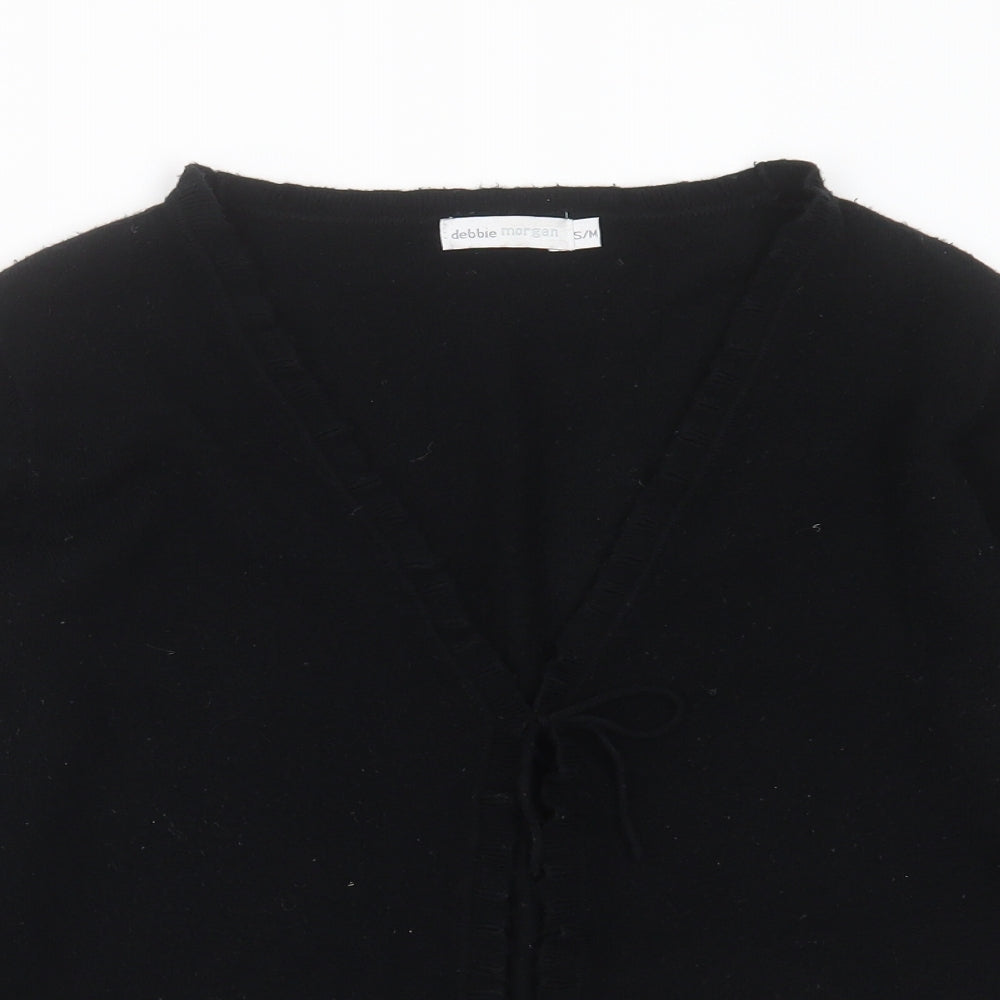 Debbie Morgan Womens Black V-Neck  Acrylic Cardigan Jumper Size S