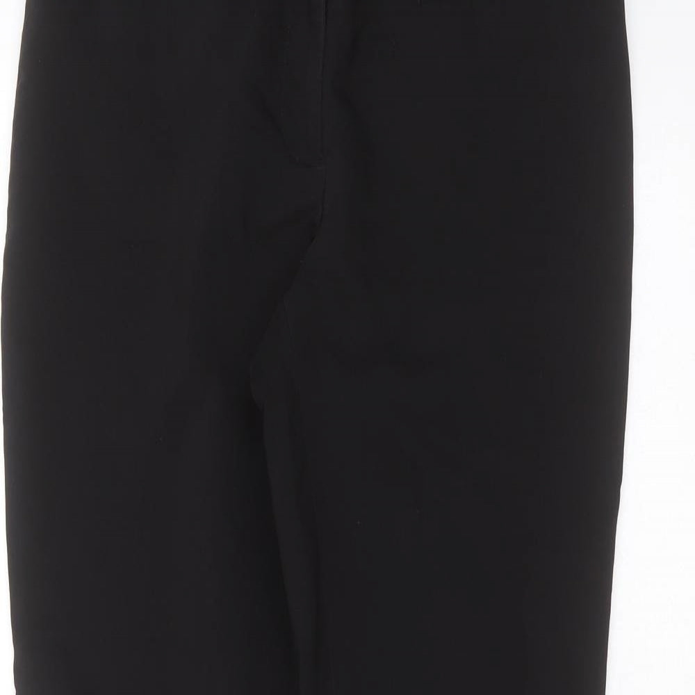 H&M Womens Black  Cotton Trousers  Size 10 L28 in Regular Zip