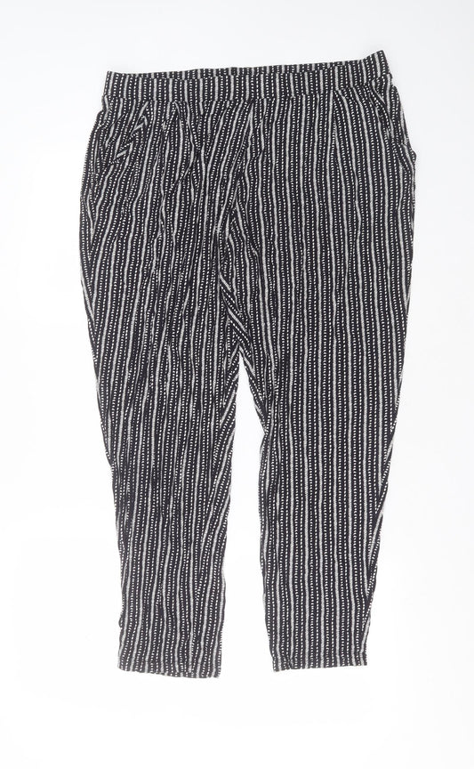 Marks and Spencer Womens Black Striped Viscose Trousers  Size 34 in L28 in Regular