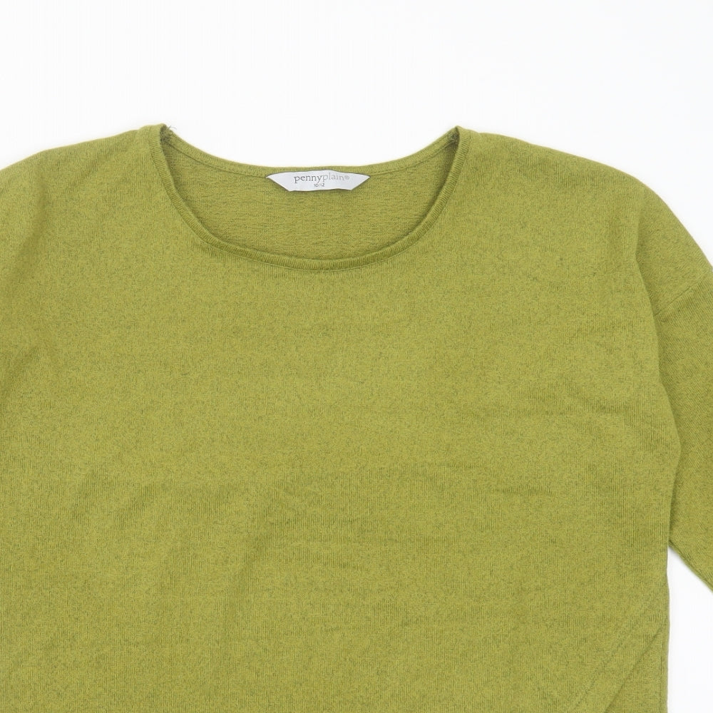 PennyPlain Womens Green Round Neck  Polyester Pullover Jumper Size 10
