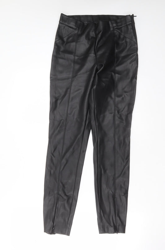 inditex Womens Black  Polyester Trousers  Size 28 in L29 in Slim