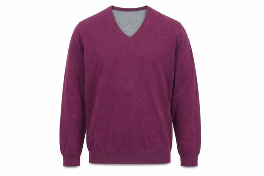 Marks & Spencer Mens Purple V-Neck  Cotton Pullover Jumper Size L