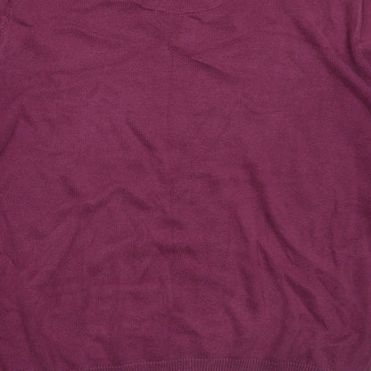 Marks & Spencer Mens Purple V-Neck  Cotton Pullover Jumper Size L