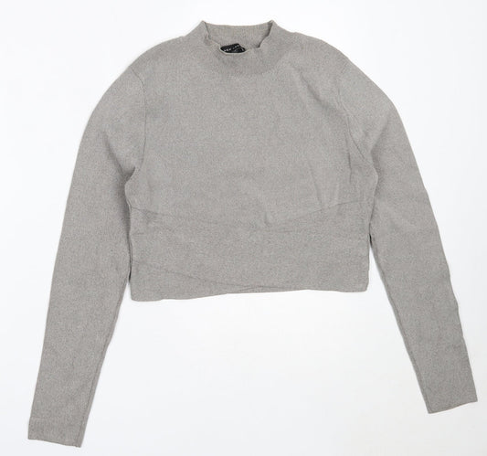 New Look Womens Grey High Neck  Viscose Pullover Jumper Size 14