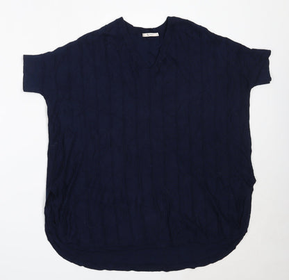 Tu Womens Blue V-Neck  Viscose Pullover Jumper Size 10