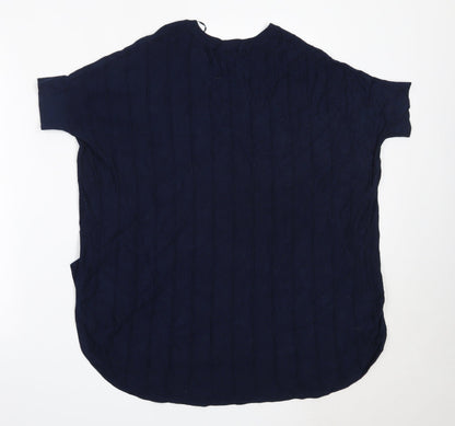 Tu Womens Blue V-Neck  Viscose Pullover Jumper Size 10