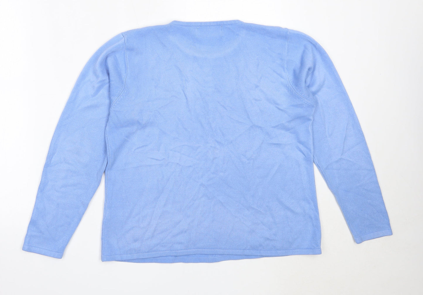 Reflect Collection Womens Blue Round Neck  Acrylic Pullover Jumper Size M
