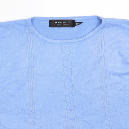 Reflect Collection Womens Blue Round Neck  Acrylic Pullover Jumper Size M