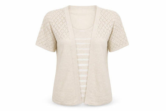 Bonmarché Womens Beige Round Neck Acrylic Cardigan Jumper Size S