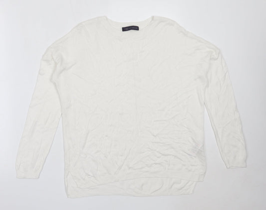 Marks and Spencer Womens Ivory Round Neck  Viscose Pullover Jumper Size M